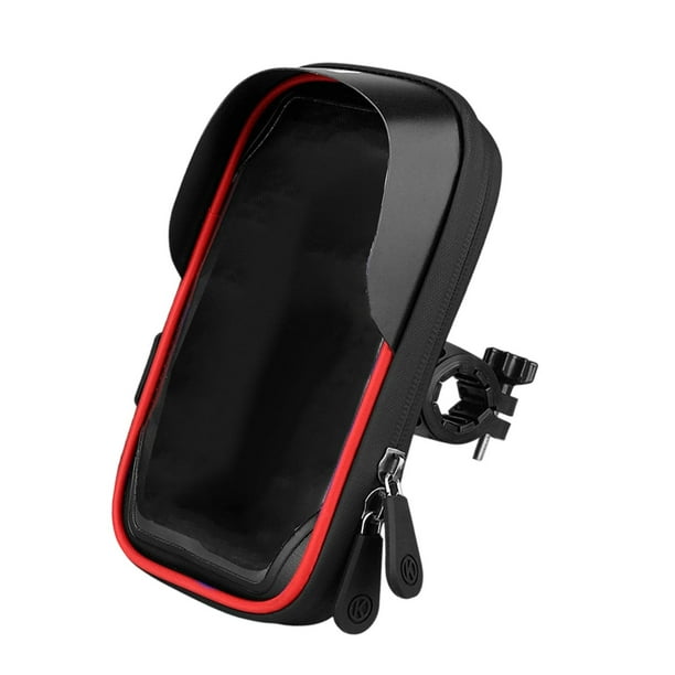 Soporte para teléfono de bicicleta, bolsa para manillar de teléfono, pantalla táctil, rotación de 360 degree, para teléfono de bicicleta rojo y negro