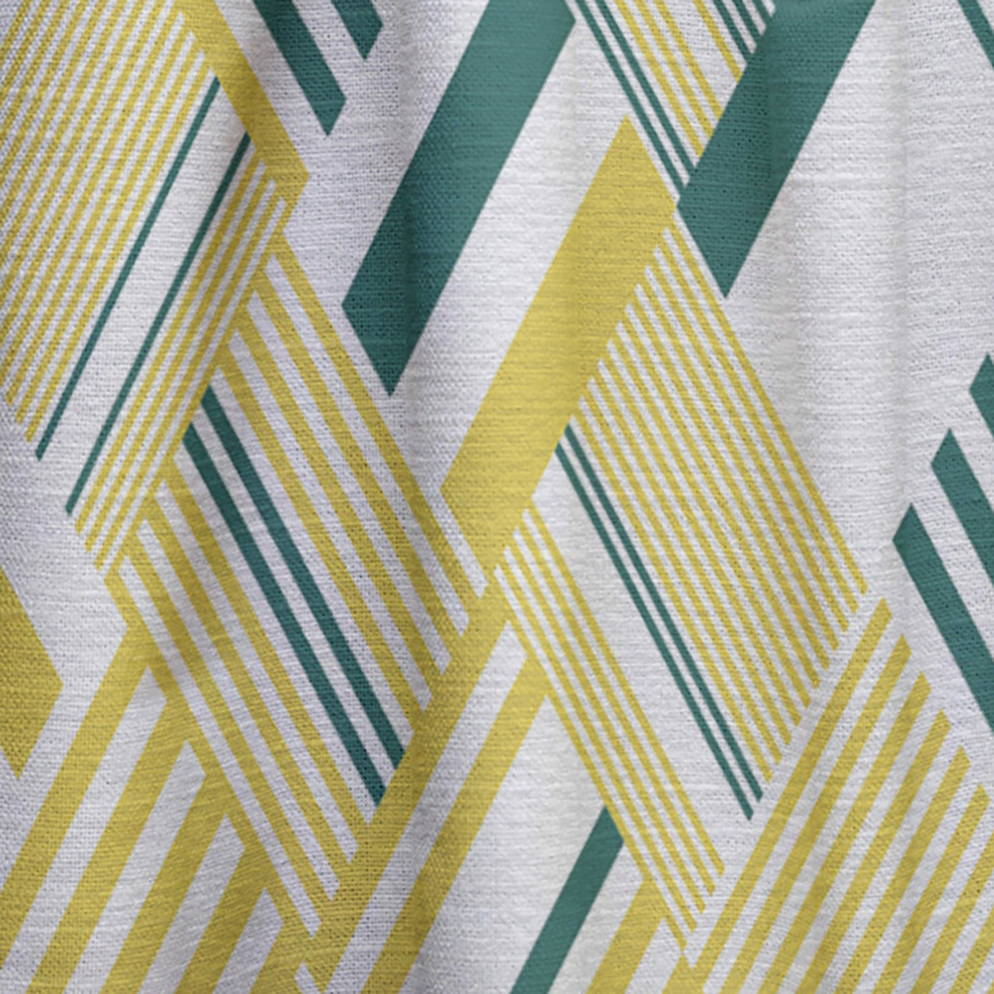 Designart 'Abstract Yellow and Green Diagonal Stripe Pattern' Mid-Century Modern Curtain Panel