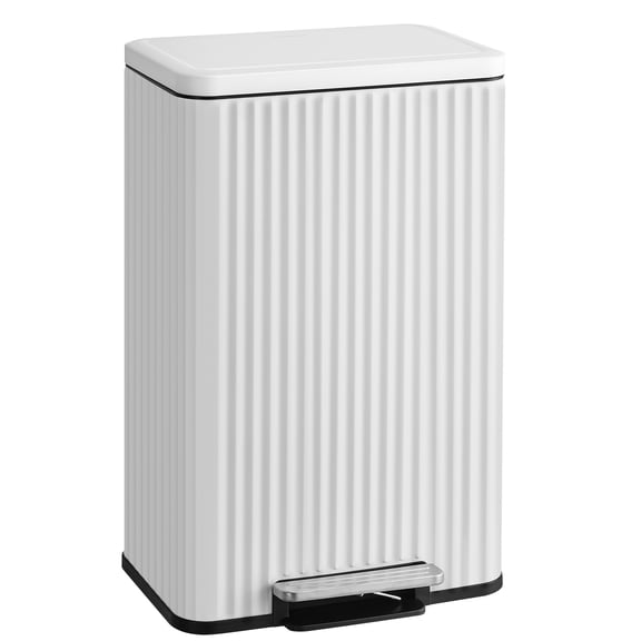 SONGMICS Trash Can,13 Gallon (50 L) Garbage Can for Kitchen with Lid,Pedal and Removable Inner Bucket,Soft Close,15 Trash Bags Included,Cloud White