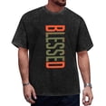 thumbnail image 4 of Distressed Heather Gray Tee Bold Blessed Gradient Print Relaxed Street Style, 4 of 8