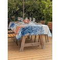 thumbnail image 3 of Outdoor Tablecloth with Umbrella Hole for Patio/Picnic/Party/Camping, Blue Coastal Jellyfish Waterproof Table Cloth Rectangle Table Cover Washable, Nautical Sea Beach Starfish Coral (60"x 102"), 3 of 9