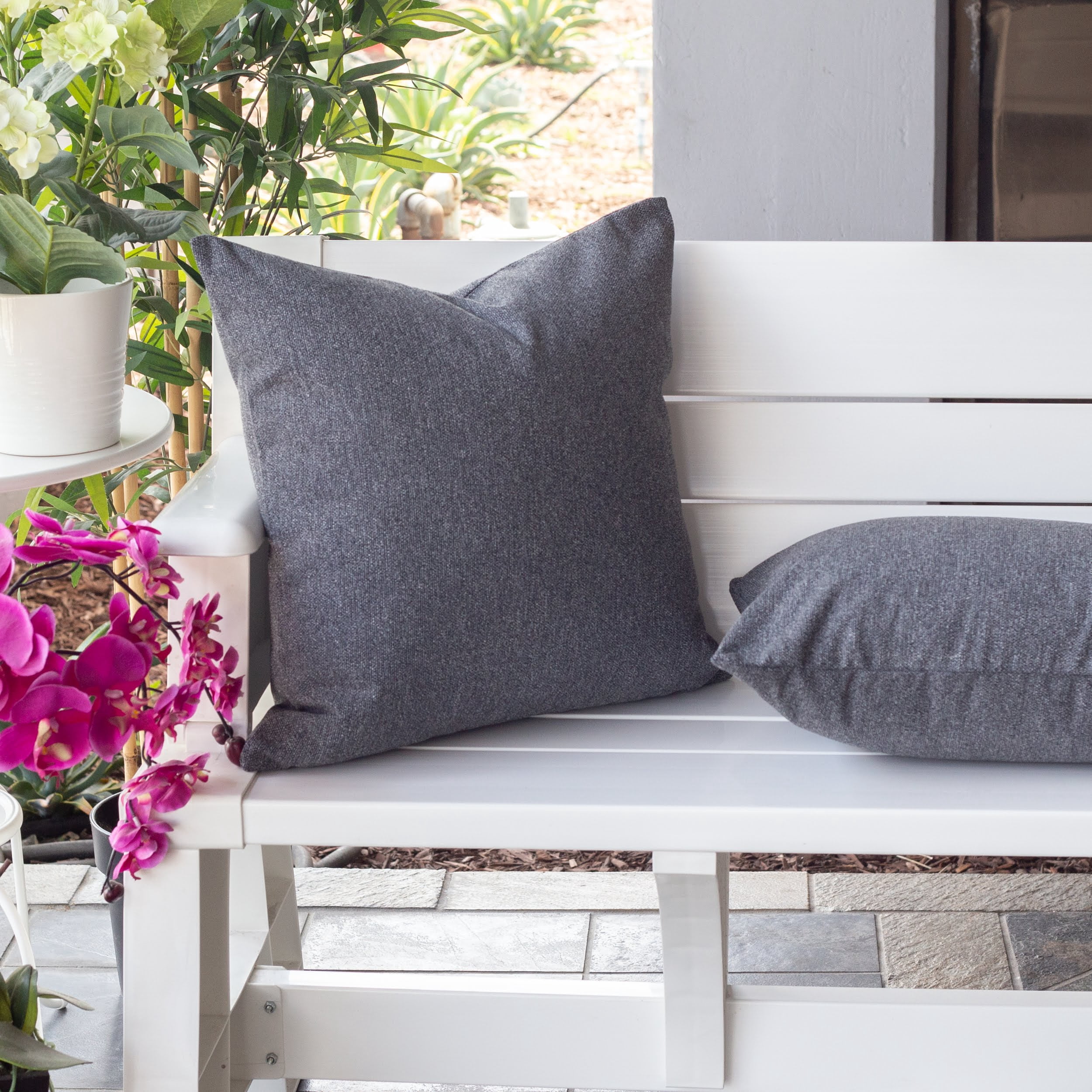 Sage Gray Square Outdoor Throw Pillow