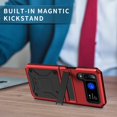 thumbnail image 3 of for ZFlip 3/ ZFlip 4 5G Heavy Duty Metal Case with Stand Cover  Rugged Compatible with Samsung Galaxy Z flip 3/4 5G Phone Case Hard Funda Red, 3 of 14
