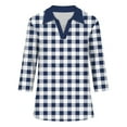 thumbnail image 7 of Ashirexll Ladies Tops and Blouses, Tops for Women Trendy, Color Matching V Neck Lapel 3/4 Sleeve T Shirt for Womens Casual Tops, 7 of 7