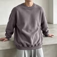 thumbnail image 6 of Liuinsasek Men's Round-neck Sweatshirt Winter Fleece Casual Trendy Loose Pullover Top Drop-shoulder Couple Solid Color Long Sleeves Top, 6 of 8