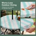 thumbnail image 5 of Round Outdoor Tablecloth with Umbrella Hole and Zipper, Teal Striped Tablecloth with Elastic Waterproof, Watercolor Abstract Vertical Stripes Ombre Patio Table Covers for 31" - 35" Pool Tables, 5 of 9