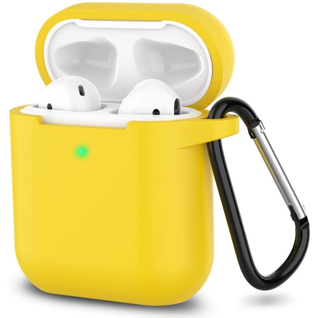 AirPods Case, Full Protective Silicone AirPods Accessories Cover Compatible with AirPods 1&2 Wireless and Wired Charging Case(Front LED Visible),Yellow