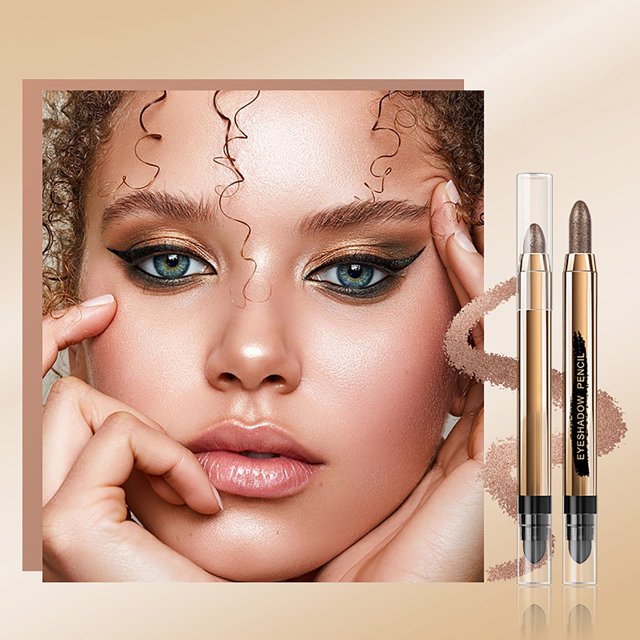 DFC High Gloss Eye Shadow Pen Delicate Pearlescent Shining Brightening Double Headed Eye Shadow Stick Shaped In One Wipe