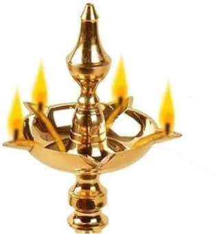 Brass Traditional Kerala Samai/Oil Lamp/Diya/Deepak/Dhoop/Jyoti For Pooja/Aarti/Decoration (Approx. 10 inch)