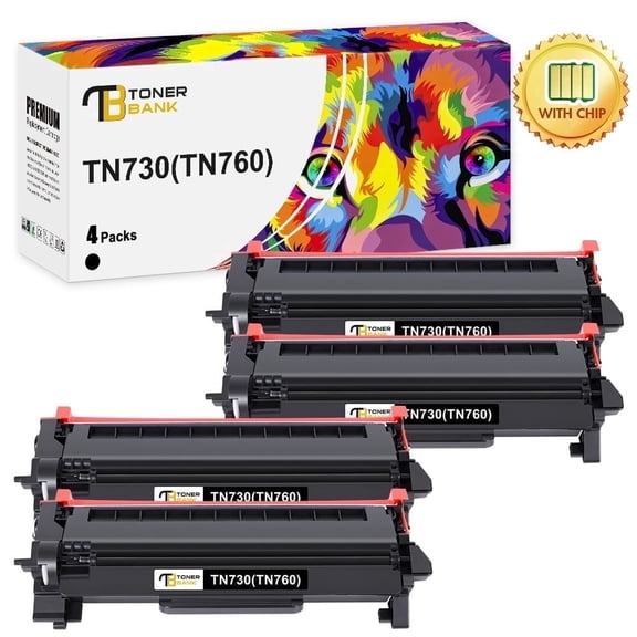 Toner Bank Compatible for Brother TN730 TN-730 TN760 TN-760 Toner Cartridge MFC-L2710dw MFC-L2750dw DCP-L2550DW HL-L2395dw HL-L2350dw HL-L2370dw Printer 4-Pack (Black)