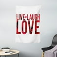 thumbnail image 1 of Live Laugh Love Tapestry, Typographic Montage Words with Macro Rose Petals Texture Print, Wall Hanging for Bedroom Living Room Dorm Decor, 40W X 60L Inches, Red White and Black, by Ambesonne, 1 of 2