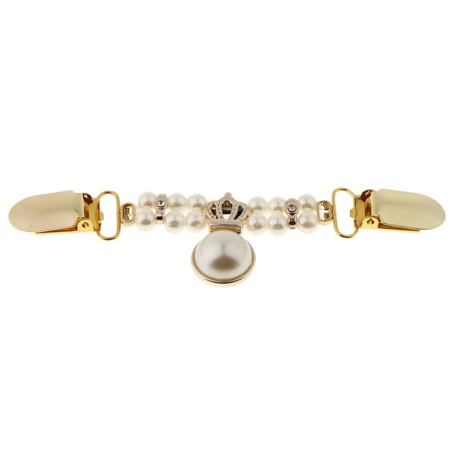 MERIGLARE Clip Boucle de Pull Perlé Cardigan Sans Manches Clips Cardigan Décoration Bijoux Couronne Dorée