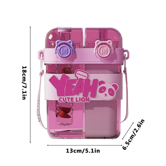 Momihoom Dual-Chamber All-in-One Water Bottle with Snack Compartment, Cute Portable Drink Container for Kids & On-the-Go Use