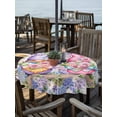 thumbnail image 2 of Outdoor Tablecloth with Umbrella Hole for Patio/Picnic/Party/Camping, Blue Purple Gnomes Waterproof Table Cloth Round Cover Washable, Spring Hydrangea Flower Leaf Pink Plaid (Dia 54"), 2 of 8