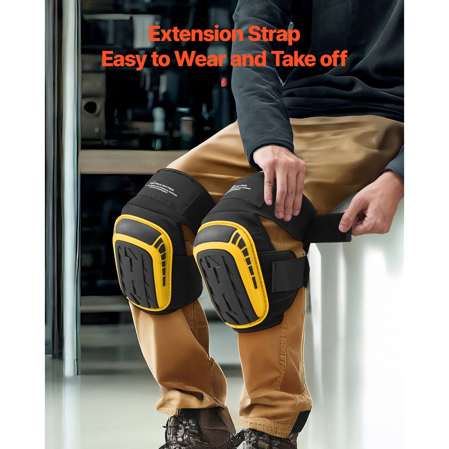 KFFKFF Knee Cushions for Labor, Enhanced Durable Construction Knee Cushions with 2 Additional Straps, Non-Slip Foam Gel Knee Cushions, Unisex, for Horticulture Flooring Roofing and Sanitation