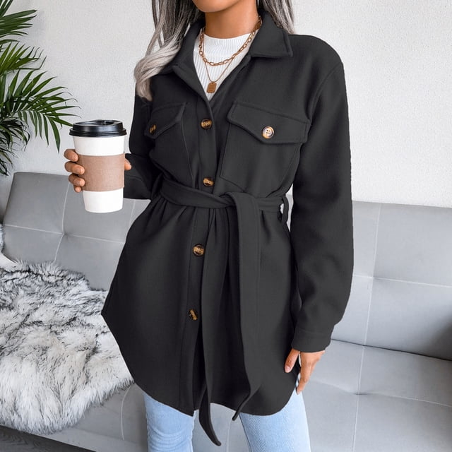 Abrigo con botones para mujer, abrigo con cinturón para mujer, abrigo de invierno para mujer, abrigo para mujer, diseño de vanguardia