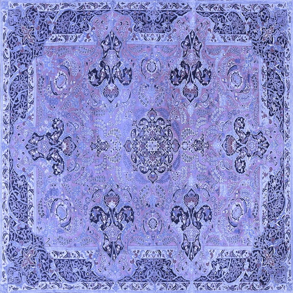 Ahgly Company Machine Washable Indoor Square Persian Blue Traditional Area Rugs, 3' Square