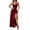 Wine, variant on Women's Sexy Backless Satin Maxi Dress V-Neck High Split Spaghetti Strap Graduation Dress