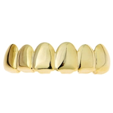 Men's 14k Gold Plated Grillz Set – 8 Top & 6 Bottom Teeth – Hip Hop Dental Grills