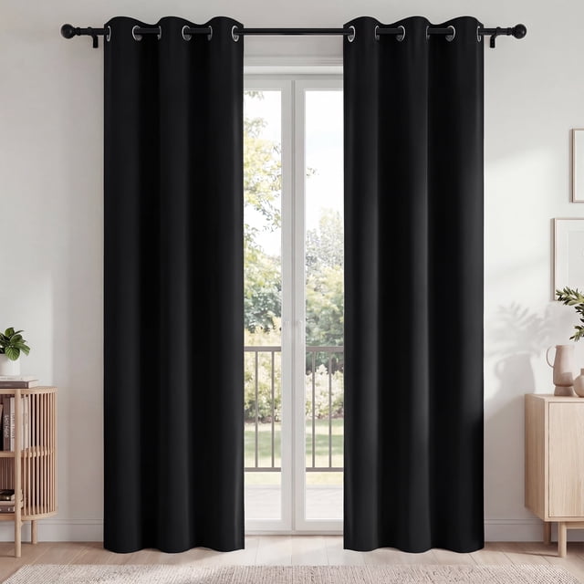 Blackout Blackout Cortinas, Juego de 2 Cortinas para Recámara y Sala de Estar 42x84 Pulgadas, Cortinas Térmicas Aislantes Que Oscurecen la Habitación con Ojales, Reducción de Ruido y Bloqueo de Luz
