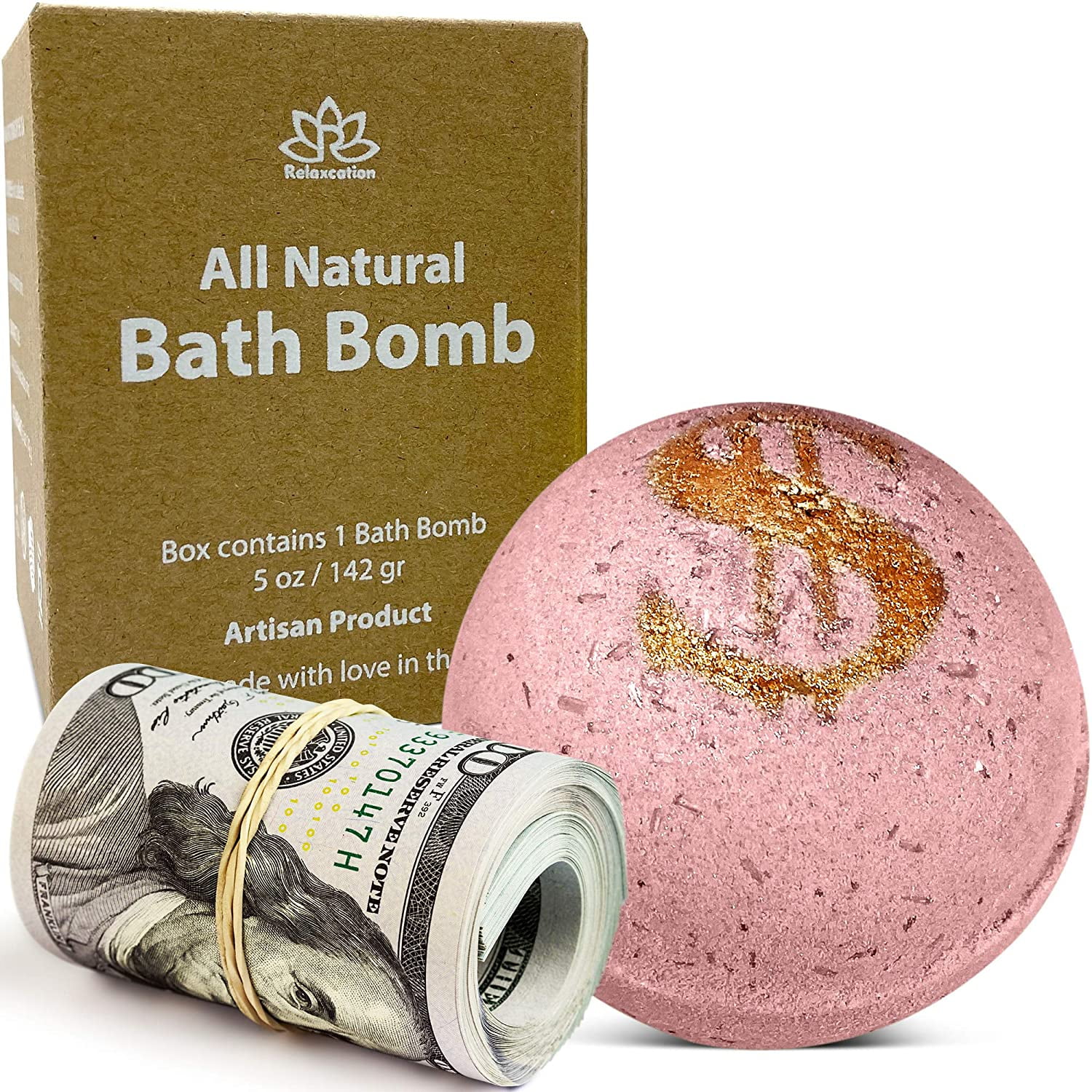 BATH BOMB 4.5OZ WITH REAL MONEY IN EACH BOX ASSORTED BATH BOMB FUN GIFT 