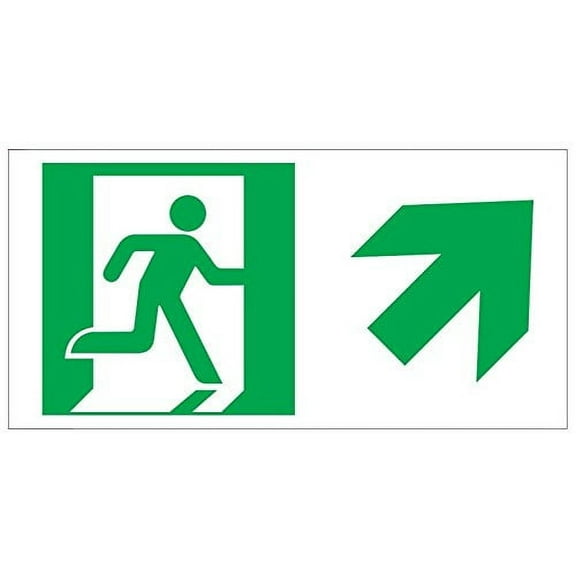 RUNNING MAN UP RIGHT EXIT SIGN -Glow-In-The-Dark High Intensity-Adhesive Sign (Photoluminescent ,High Intensity, Adhesive Sign 4.5X9 )