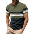 thumbnail image 1 of pstuiky Mangas cortas para hombre, Blusa informal de manga corta con cuello vuelto y botones con costuras a rayas para hombre camisas casuales para hombre m, 1 of 5