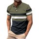 thumbnail image 1 of pstuiky Mangas cortas para hombre, Blusa informal de manga corta con cuello vuelto y botones con costuras a rayas para hombre camisas casuales para hombre m, 1 of 5