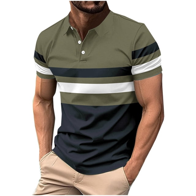 pstuiky Camisas de vestir de manga corta para hombre, Blusa informal de manga corta con cuello vuelto y botones con costuras a rayas para hombre camisas casuales para hombre s