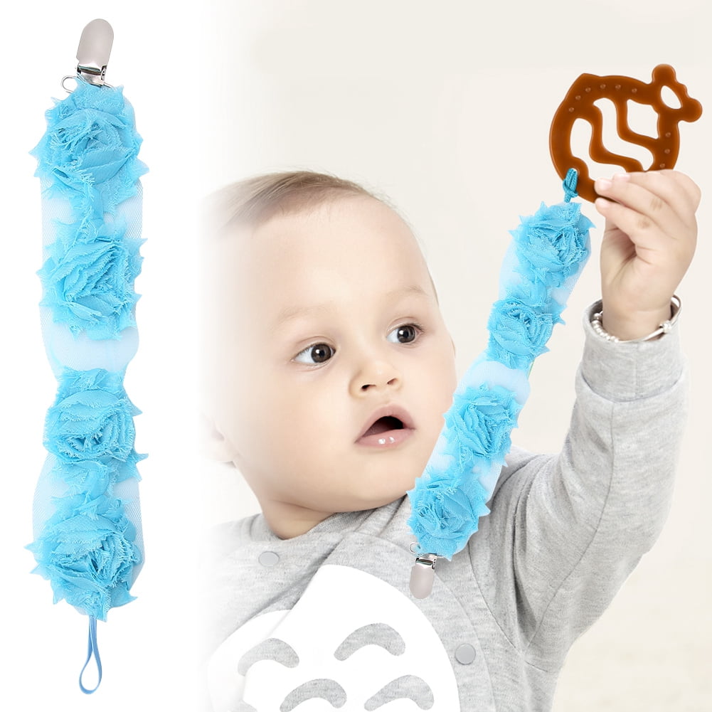 Mgaxyff Baby Girls Infant Rose Flower Feeding Dummy Pacifier Clip