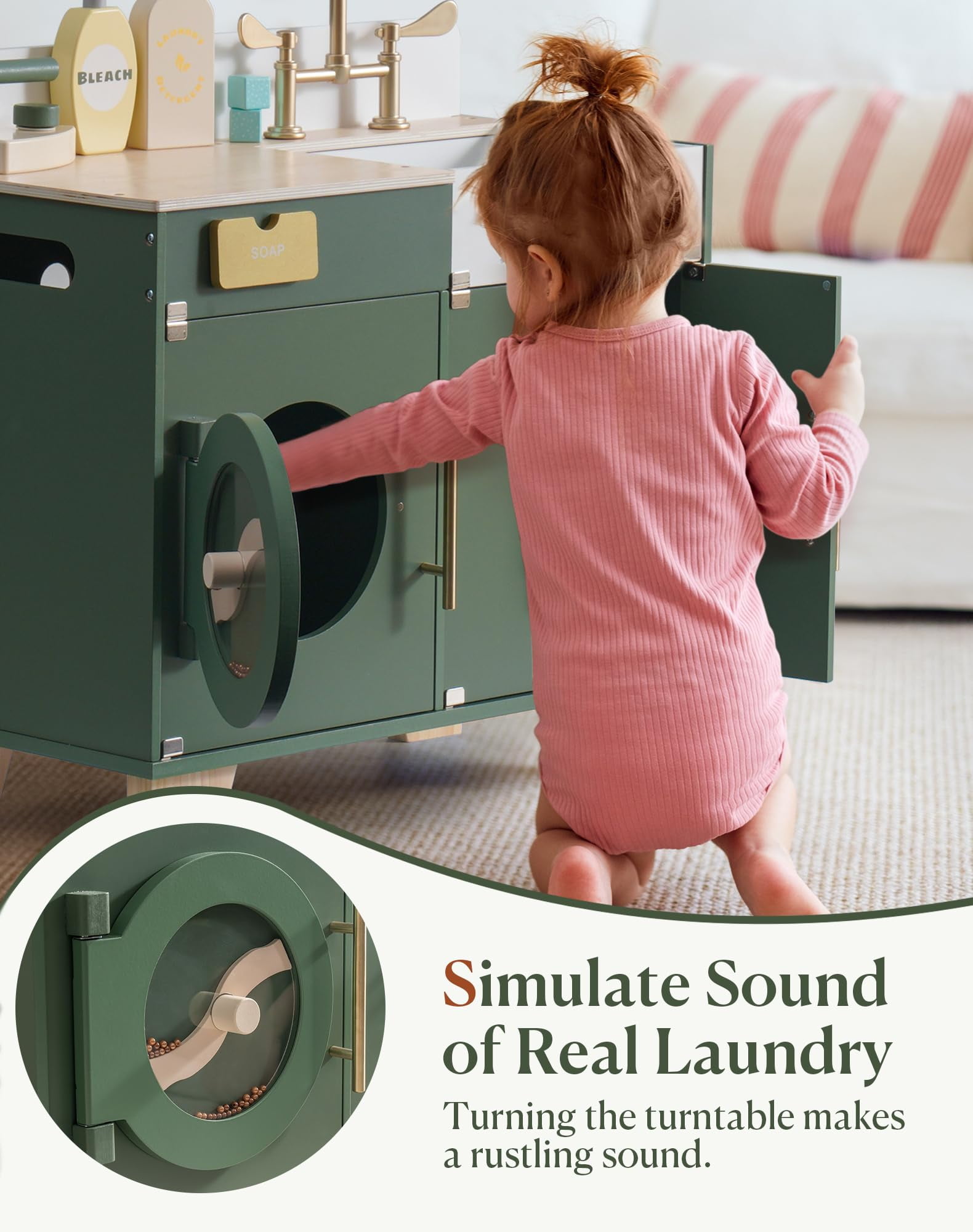 KidKraft Wooden Laundry Play Set, Stacking Washer And Dryer With