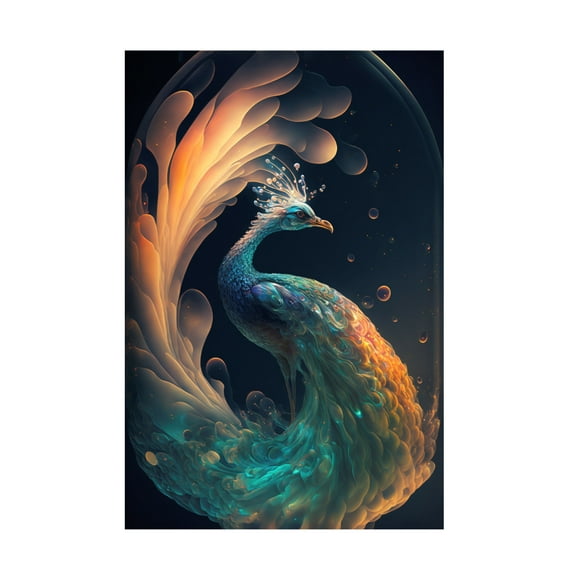 Canvas Wall Art - Ray Heere 'Proud Peacocks 25' Wall Art for Living Room, Bedroom, or Office Décor by Trademark Fine Art - 12 x 19 Inches