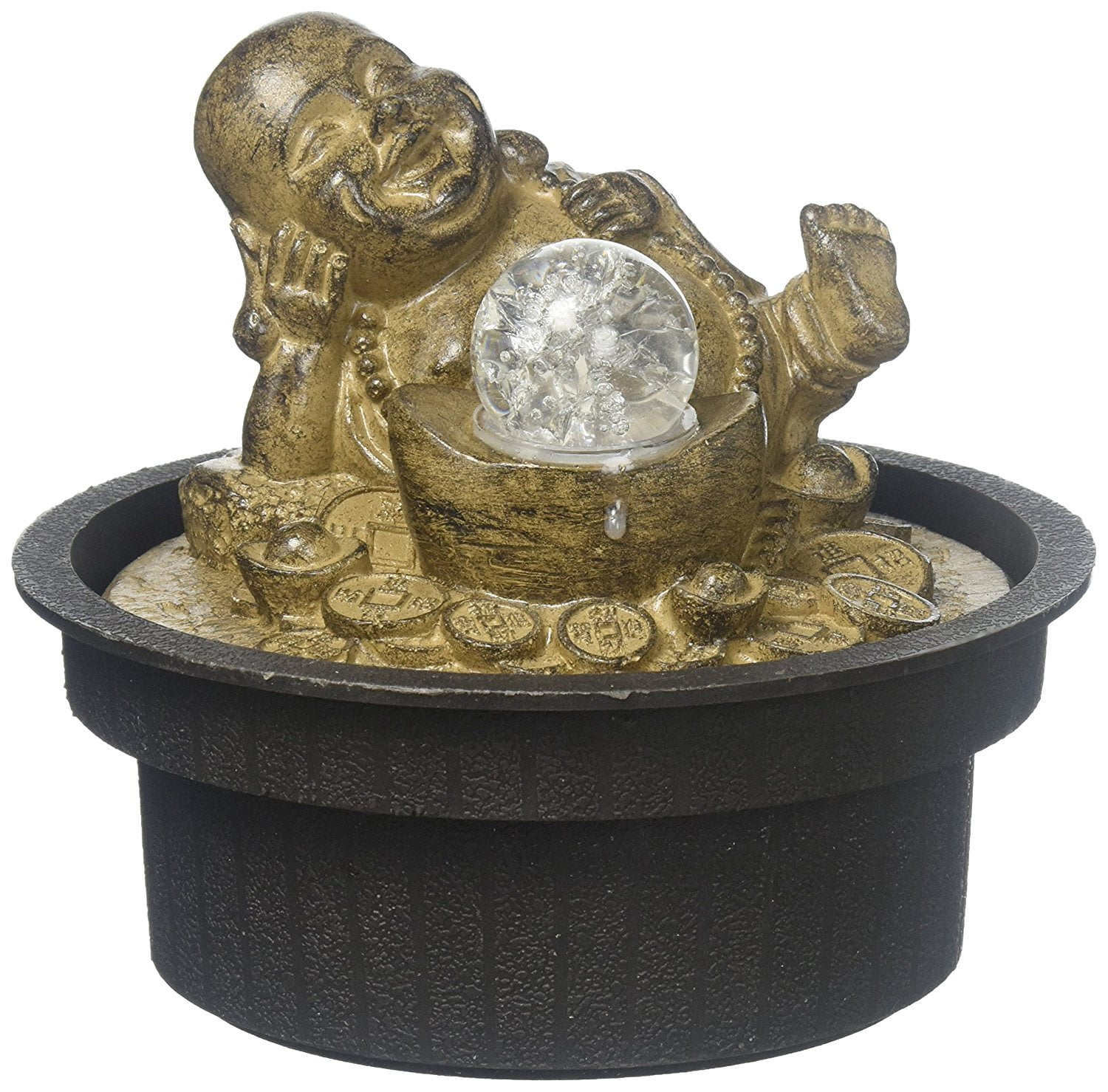 Cascading Fountains HAPPY BUDDHA TABLETOP WATER FOUNTAIN, Happy Buddha