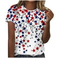 thumbnail image 2 of Cavosen Red White and Blue Shirts for Women Petite Red White and Blue Short Sleeve Round Neck T Shirts USA Star Striped Graphic Shirts Lady XL Patriotic Casual Shirts Independence Day Tunic Tees, 2 of 5