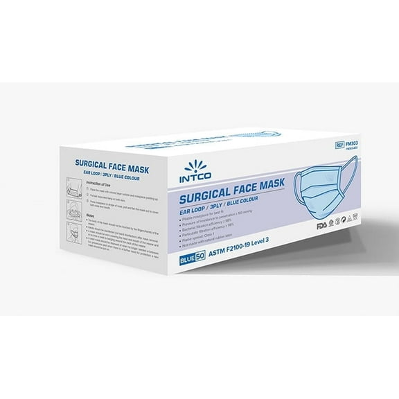 Intco Blue Surgical Face Masks - 50 Count