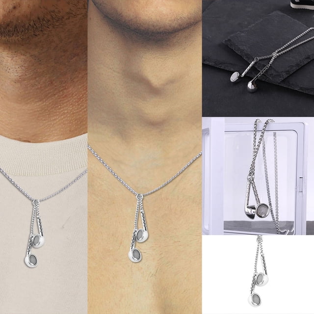 Collier Pendentif Casque en Acier Inoxydable DJ Musique pour Hommes et Femmes Style Punk Hop Bijoux