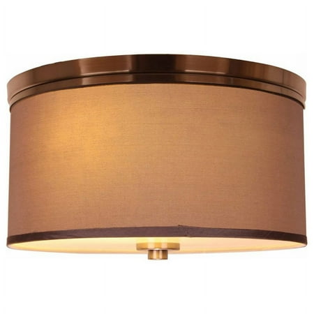 

Woodbridge Lighting Hudson 3-light Metal & Fabric Flush Mount in Nickel/Maroon