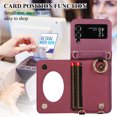 thumbnail image 7 of Allytechgroup Stylish Wallet Phone Case for Samsung Galaxy Z Flip 4 5G, Crossbody Shoulder Strap Make-up Mirror Ring Holder Stand Card Holders Shockproof Case for Girls Women, Winered, 7 of 7