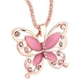 thumbnail image 2 of Birthday Gift Fashion Women Rose Gold Opal Butterfly Charm Pendant Long Chain Necklace Jewelry Mom Gifts Mother's Day Gifts Necklace Birthstone Necklace for Mom Birthday Gifts for Mom Gifts from Daug, 2 of 3