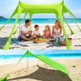 thumbnail image 2 of Rirool Windproof Beach Tent Sun Shelter, UPF50+ Portable Beach Canopy with Thickened Aluminum Poles, 8 Sandbags & Outdoor Shade for Beach Camping Patio Green, 2 of 8