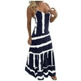thumbnail image 1 of Cameland Robe Décontractée pour Femme Grande Taille, Imprimé Marguerites, Col en V, Sans Manches, Ample, Longueur Genou, Bleu Foncé, TG, 1 of 5