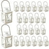 Kate Aspen Decorative Lanterns - Set of 24 - Luminous Distressed Metal Lantern Candle Holders for Wedding, Home Decor and Party - 4.5" H (6.5" H with Handle) – White