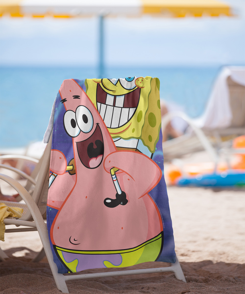 Spongebob Beach Towel, 30"x60", Spongebob and Patrick Cropped Beach Towel