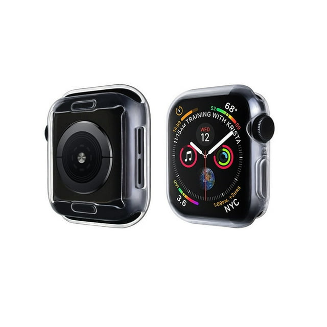 Étui Compatible avec Apple i Watch Series 1/2/3/4/7 avec Protecteur d'Écran en Verre Trempé Intégré - Étui Rigide Tout Autour pour PC, Couverture de Protection Globale (Transparent) 42mm