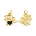 thumbnail image 2 of Rack Plating Brass Enamel Charms with Jump Ring Real 18K golden Plated Word Fe with Heart Mixed color 13.5x12.5x2.5mm Jump Ring: 5x0.8mm, 2 of 4