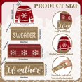thumbnail image 3 of Juego de suéteres navideños con estampado de líneas para decoración de mesa de madera, 4 unidades, 3 of 7