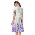 thumbnail image 2 of Bixox Robe d'Été à Manches Courtes pour Femmes Robe Ample Longueur Genou avec Poches-Lavande et Papillon, 2 of 7