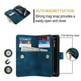thumbnail image 5 of for iPhone 12 Pro / iPhone 12 6.1" Wallet Case for Women Girls, RFID Blocking Credit Card Slots PU Leather Purse Case with Crossbody Strap Wristlet Magnetic Folio Stand Cover, Blue, 5 of 9