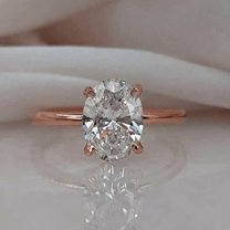 solitaire jewels 2.5CT Oval Moissanite Solitaire Engagement Ring For Women, 18K Rose Gold
