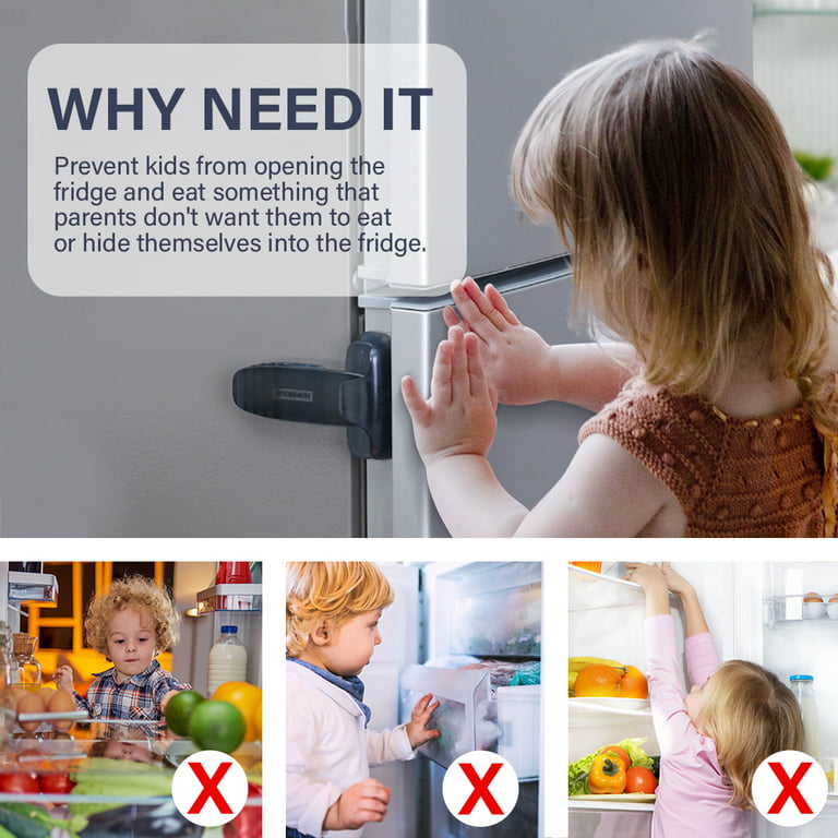 Home Refrigerator Fridge Freezer Door Lock, Latch Catch Toddler Kids Child  Fridge Locks Baby Safety Child Lock, Easy to Install and Use 3M Adhesive no